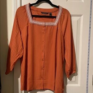 Izaac Mizrahi Terracotta Button-Up Blouse
